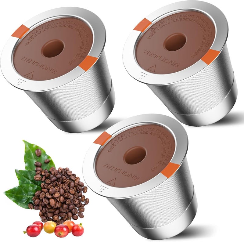 RETHONE K Cup Reusable Coffee Pods, Stainless Steel Reusable K Cups Compatible with Keurig 1.0 & 2.0 Coffee Machines Brewers Refillable K Cups (3 Pack) - Image 1